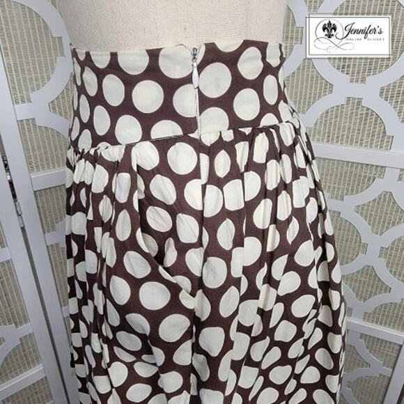 Necessary Objects Women's Brown & Cream Polka Dot Flare Skirt Size L - Picture 5 of 10
